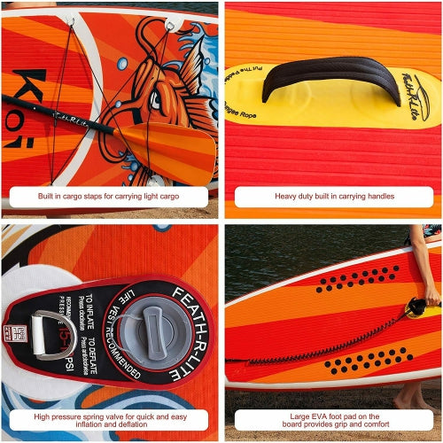 WINGOMART XL 12FT Inflatable Stand up Paddle Board w/Premium SUP Accessories & Carry Bag |upgraded paddle boards w/ 3 Fish Fin for Paddling |Up to 2 Person / 380LB -Tulum Edition