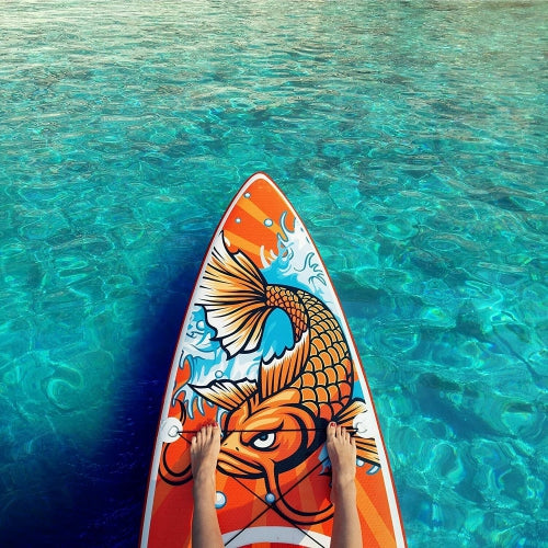 WINGOMART XL 12FT Inflatable Stand up Paddle Board w/Premium SUP Accessories & Carry Bag |upgraded paddle boards w/ 3 Fish Fin for Paddling |Up to 2 Person / 380LB -Tulum Edition