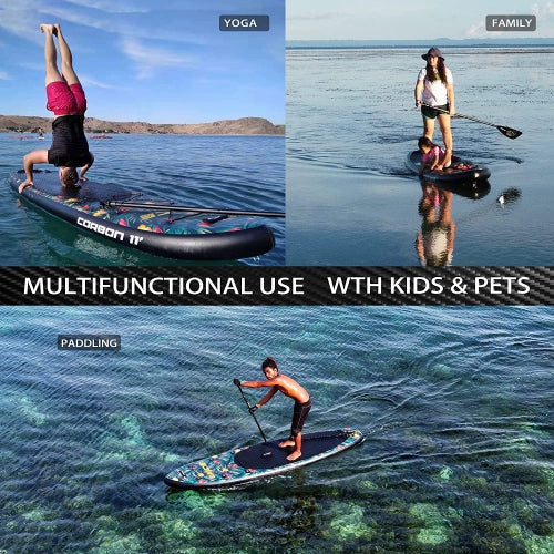 WINGOMART 10.7FT Inflatable Stand up Paddle Board W/ Premium SUP Accessories & Carry Bag |upgraded paddle boards with 3 Fish Fin for Paddling |1-2Person Up to 380lb SUP Board