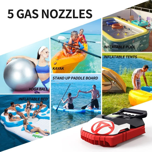 Electric Paddle Board Pump UP TO 20PSI Electric Air Pump for Inflation and Deflation W/ Auto-Off Feature, 12V DC Car W/ 5 Nozzles for Paddle Board, Mattress, Boat & Pool