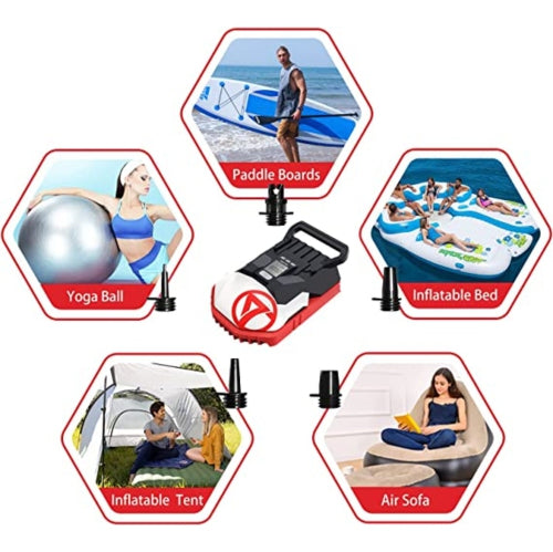 Electric Paddle Board Pump UP TO 20PSI Electric Air Pump for Inflation and Deflation W/ Auto-Off Feature, 12V DC Car W/ 5 Nozzles for Paddle Board, Mattress, Boat & Pool
