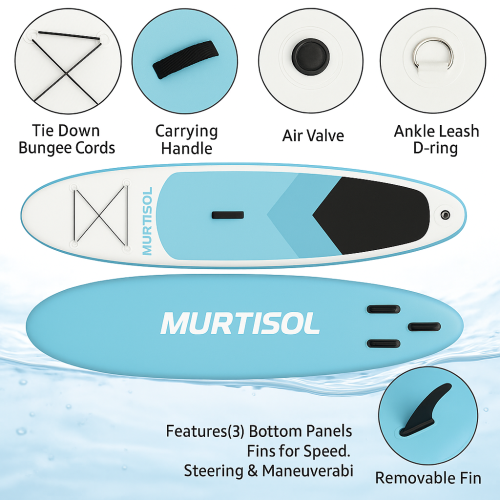 11FT Inflatable Stand up Paddle Board Ultra-Thick Durable PVC w/Premium SUP Accessories & Carry Bag |upgraded paddle boards w/ 3 Fish Fin for Paddling |Up to 300LB