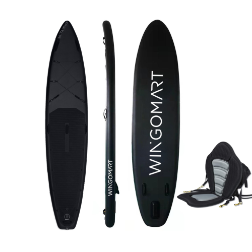 ELITE BLACK XXL 12FT Inflatable Stand up Paddle Board 12'x30"x6"Premium Accessories &Carry Bag| paddle boards w/ 3Fish Fin |1-2Person Up to 400lb, 365cm SUP Board W/ kayak seat