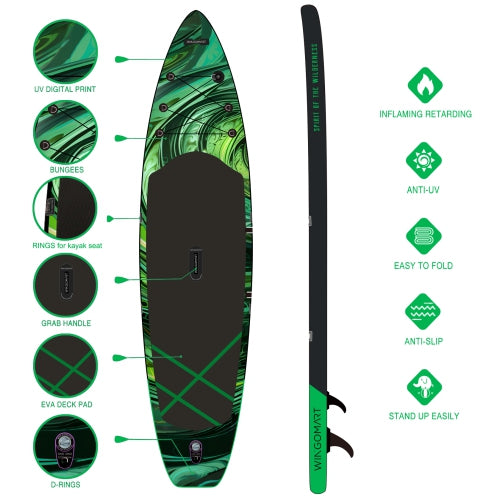 GREEN EMERALD 11FT x 33" Super Wide Inflatable Stand Up Paddle Board, Ultra Stable Wide SUP Up to 2 people/375LB Fully equipped w/ Premium SUP Accessories