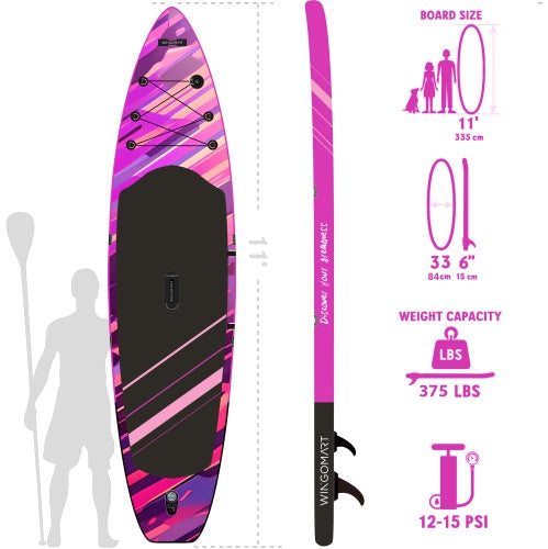 FUSION NEON 11FT x 33" Super Wide Inflatable Stand Up Paddle Board, Ultra Stable Wide SUP Up to 2 people/375LB Fully equipped w/ Premium SUP Accessories