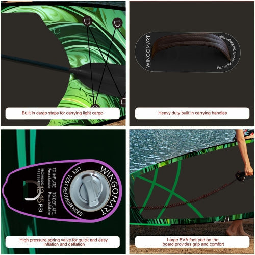 GREEN EMERALD 13FT x 37" Mega Wide Inflatable Stand Up Paddle Board, Ultra Stable Wide SUP Up to 3 people/480LB Fully equipped w/ Premium SUP Accessories