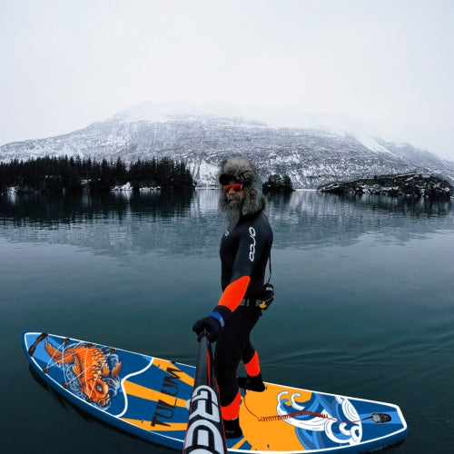 WINGOMART XL 12FT Inflatable Stand up Paddle Board w/Premium SUP Accessories & Carry Bag |upgraded paddle boards w/ 3 Fish Fin for Paddling |Up to 2 Person / 380LB -Tulum Edition