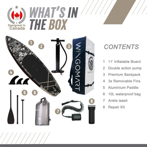 INKED ODYSSEY 11FT x 33" Super Wide Inflatable Stand Up Paddle Board, Ultra Stable Wide SUP Up to 2 people/375LB Fully equipped w/ Premium SUP Accessories