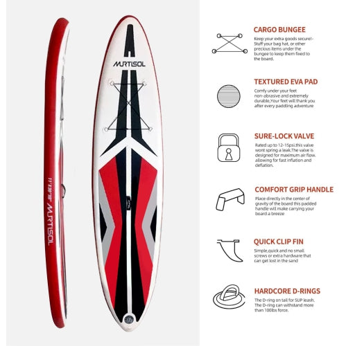 11FT Inflatable Stand up Paddle Board Ultra-Thick Durable PVC w/Premium SUP Accessories & Carry Bag |upgraded paddle boards w/ 3 Fish Fin for Paddling |Up to 350LB
