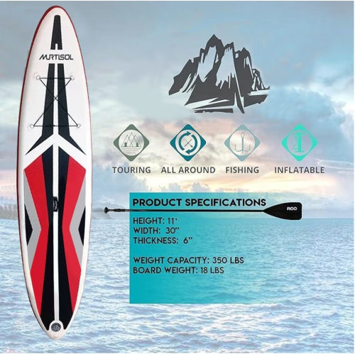 11FT Inflatable Stand up Paddle Board Ultra-Thick Durable PVC w/Premium SUP Accessories & Carry Bag |upgraded paddle boards w/ 3 Fish Fin for Paddling |Up to 350LB