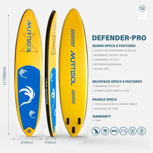 11FT Inflatable Stand up Paddle Board Ultra-Thick Durable PVC w/Premium SUP Accessories & Carry Bag |upgraded paddle boards w/ 3 Fish Fin for Paddling |Up to 350LB