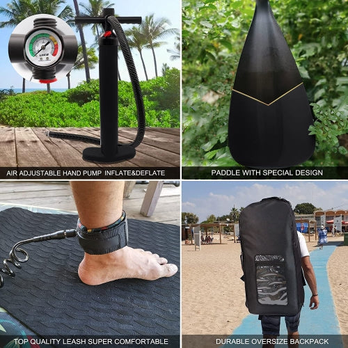 ELITE BLACK XXL 12FT Inflatable Stand up Paddle Board 12'x30"x6"Premium Accessories &Carry Bag| paddle boards w/ 3Fish Fin for Paddling |1-2Person Up to 400lb, 365cm SUP Board