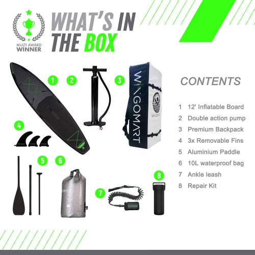 ELITE BLACK XXL 12FT Inflatable Stand up Paddle Board 12'x30"x6"Premium Accessories &Carry Bag| paddle boards w/ 3Fish Fin for Paddling |1-2Person Up to 400lb, 365cm SUP Board