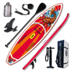WINGOMART XL 12FT Inflatable Stand up Paddle Board w/Premium SUP Accessories & Carry Bag |upgraded paddle boards w/ 3 Fish Fin for Paddling |Up to 2 Person / 380LB -Tulum Edition