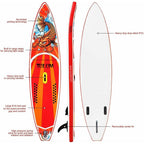 WINGOMART XL 12FT Inflatable Stand up Paddle Board w/Premium SUP Accessories & Carry Bag |upgraded paddle boards w/ 3 Fish Fin for Paddling |Up to 2 Person / 380LB -Tulum Edition