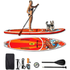 WINGOMART XL 12FT Inflatable Stand up Paddle Board w/Premium SUP Accessories & Carry Bag |upgraded paddle boards w/ 3 Fish Fin for Paddling |Up to 2 Person / 380LB -Tulum Edition