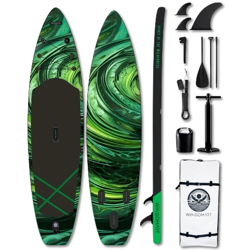 GREEN EMERALD 11FT x 33" Super Wide Inflatable Stand Up Paddle Board, Ultra Stable Wide SUP Up to 2 people/375LB Fully equipped w/ Premium SUP Accessories