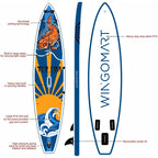 WINGOMART XL 12FT Inflatable Stand up Paddle Board w/Premium SUP Accessories & Carry Bag |upgraded paddle boards w/ 3 Fish Fin for Paddling |Up to 2 Person / 380LB -Tulum Edition