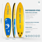 11FT Inflatable Stand up Paddle Board Ultra-Thick Durable PVC w/Premium SUP Accessories & Carry Bag |upgraded paddle boards w/ 3 Fish Fin for Paddling |Up to 350LB